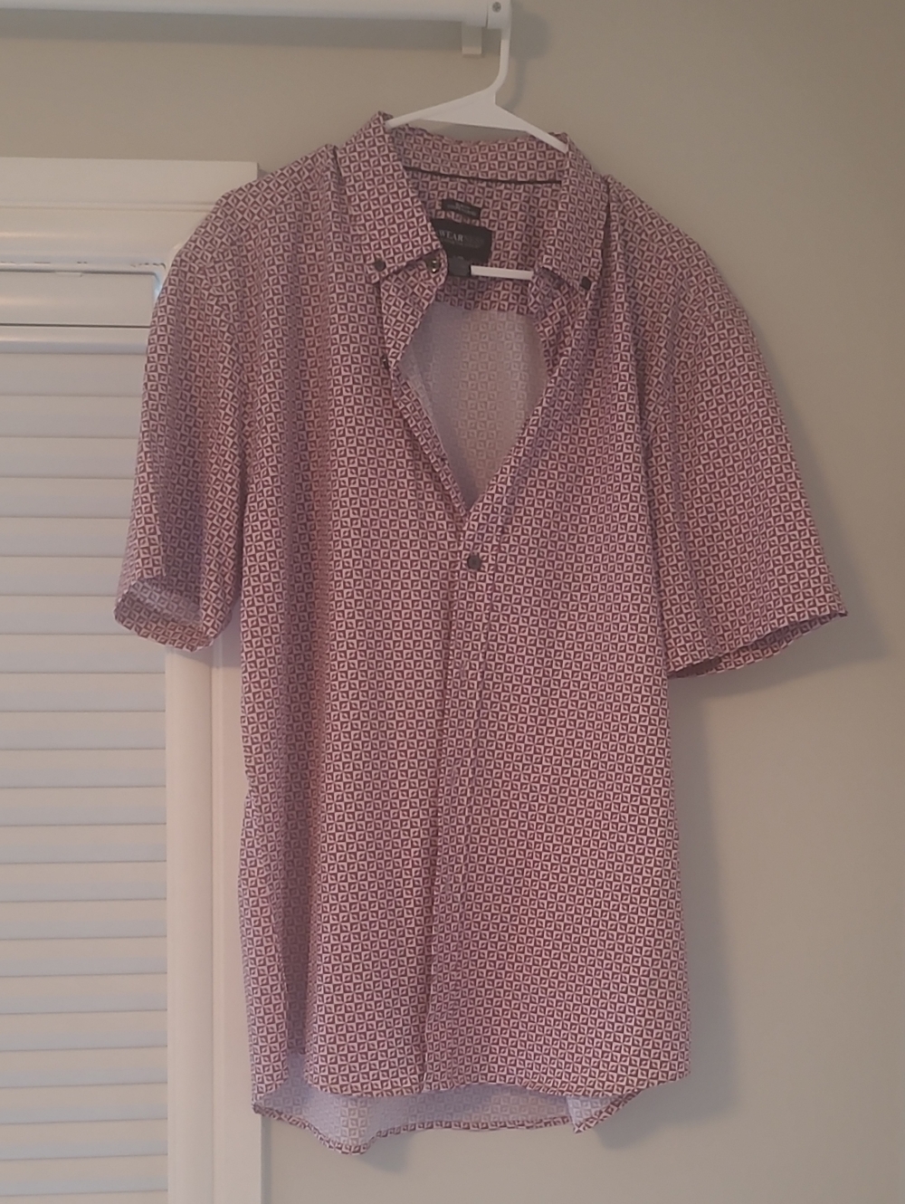 Kenneth Cole Short-Sleeve Button-Down Shirt - Pink Geometric